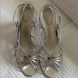 Rene Caovilla Silver Strappy Heels
